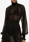 Dolce & Gabbana Long-sleeved Chiffon Blouse In Black