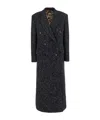 Dolce & Gabbana Embroidered Wool Blend Coat In Black