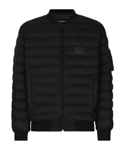 DOLCE & GABBANA DOLCE  GABBANA LOGO PATCH QUILTED BOMBER JACKET