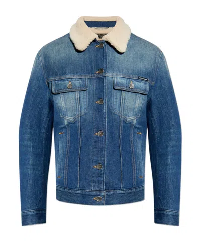 DOLCE & GABBANA DOLCE  GABBANA LOGO PLAQUE DENIM JACKET