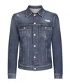 Dolce & Gabbana Blue Jacket With Classic Collar And Rips In Denim Stretch Man In Blue