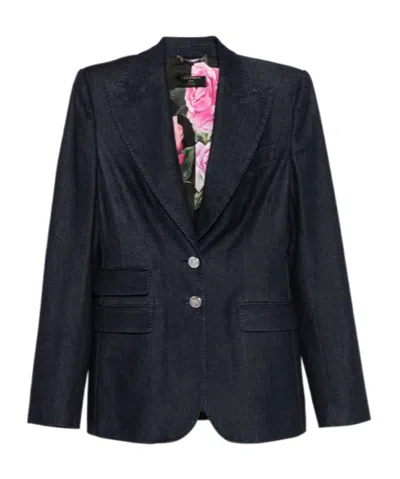 Dolce & Gabbana Long-sleeved Denim Jacket In Black