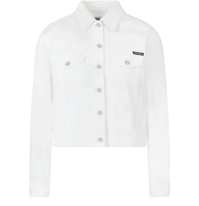 Dolce & Gabbana Logo-patch Buttoned Jacket In White