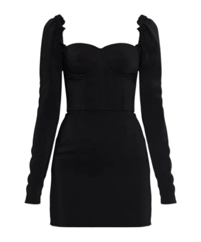 Dolce & Gabbana Long-sleeve Mini Dress In Black