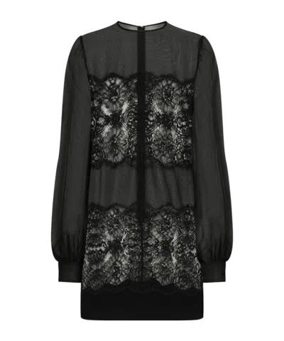 DOLCE & GABBANA DOLCE  GABBANA LACE INLAY MINI DRESS