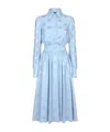 Dolce & Gabbana Silk Satin Jacquard Shirt Dress With Dg Logo In Blue