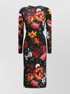 Dolce & Gabbana Flower Print Satin Midi Dress In Multi