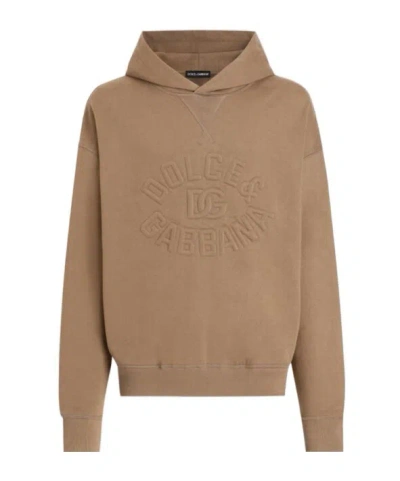 Dolce & Gabbana Long-sleeved Hooded Hoodie In Brown