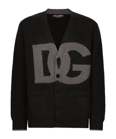 DOLCE & GABBANA DOLCE  GABBANA LOGO INTARSIA KNITTED CARDIGAN