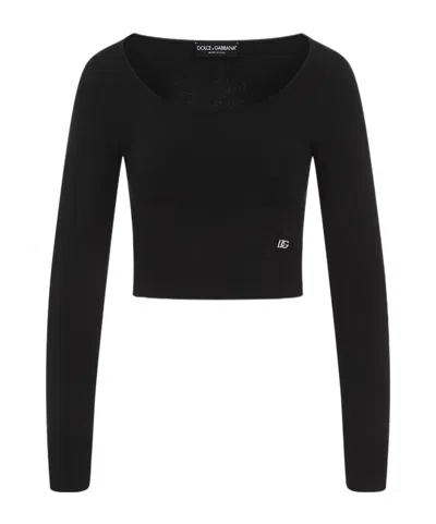 DOLCE & GABBANA DOLCE  GABBANA LOGO PLAQUE KNITTED JUMPER