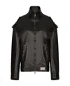 Dolce & Gabbana Long-sleeved Leather Jacket With Vertical Collar In Black