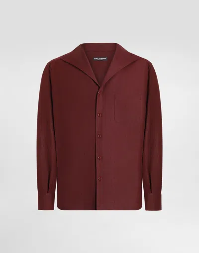 Dolce & Gabbana Long-sleeved Linen Shirt In Multicolor