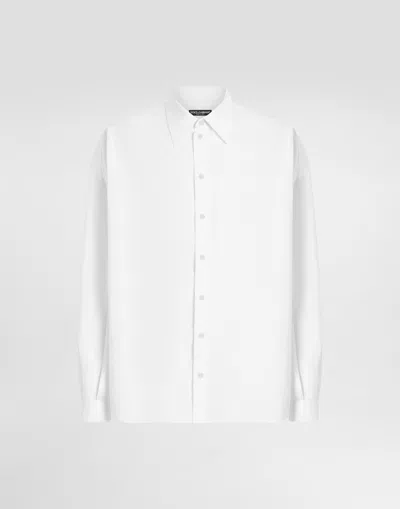 Dolce & Gabbana Long-sleeved Linen Shirt In White