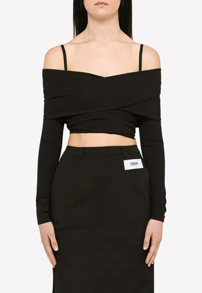 Dolce & Gabbana Long-sleeved Off-shoulder Top In Black
