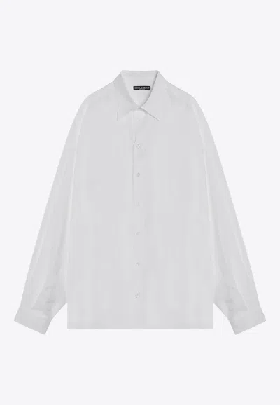 Dolce & Gabbana Long-sleeved Oversized Linen Shirt In White