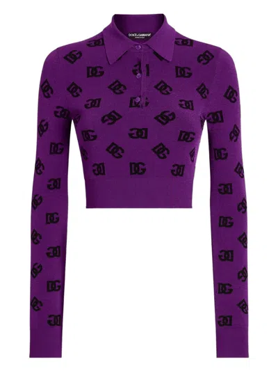 DOLCE & GABBANA DOLCE & GABBANA LONG-SLEEVED POLO SHIRT IN JACQUARD VISCOSE