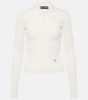 Dolce & Gabbana Cropped Ribbed Viscose Polo-shirt With Dg Logo In White