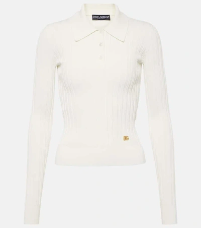 Dolce & Gabbana Long-sleeved Polo Shirt In White
