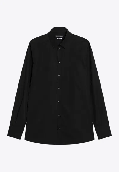Dolce & Gabbana Long-sleeved Regular Shirt In Black