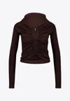 Dolce & Gabbana Long-sleeved Ruched Top In Brown