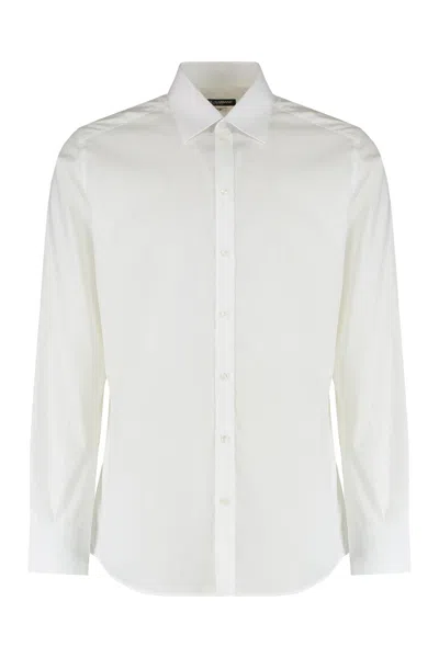 Dolce & Gabbana White Cotton Formal Dress Top Sicilia Shirt In Purple