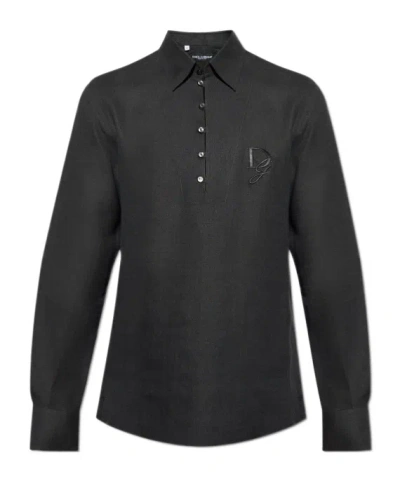 Dolce & Gabbana Long-sleeved Shirt In Black