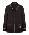 Dolce & Gabbana Satin Pajama Shirt With Dg Embroidery In Black