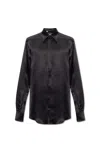 Dolce & Gabbana Long Sleeve Printed Silk Shirt In Black