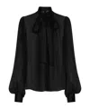 Dolce & Gabbana Casual Silk Crepe Bishop Sleeves Halterneck Top In Black