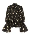 Dolce & Gabbana Silk Organza Lamé Polka Dot Blouse In Black