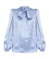 Dolce & Gabbana Bow-detail Silk Satin Blouse In Blue