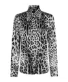 Dolce & Gabbana Animal Print Button Down Blouse In Gray