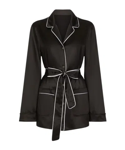 Dolce & Gabbana Long-sleeved Shirt Pajamas In Black