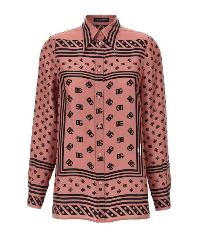 DOLCE & GABBANA DOLCE  GABBANA ALL-OVER DG LOGO SCARF PRINTED SHIRT