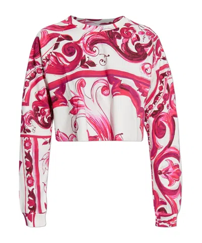 DOLCE & GABBANA DOLCE  GABBANA MAJOLICA PATTERN CROPPED T-SHIRT