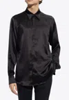 Dolce & Gabbana Long Sleeve Printed Silk Shirt In Black