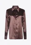 Dolce & Gabbana Women's Button-front Silk Blouse In Brown