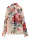 Dolce & Gabbana Silk Shirt With Iconic Floral Motif In Multi