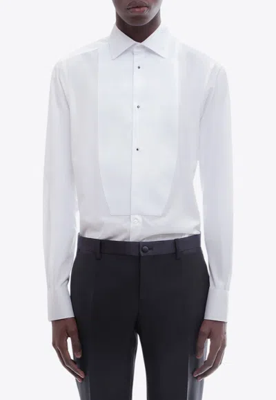 Dolce & Gabbana Long-sleeved Slim Tuxedo Shirt In White