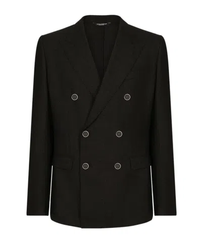 Dolce & Gabbana Double-breasted Wool Taormina-fit Jacket In Grey