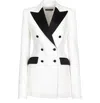 Dolce & Gabbana Double Breasted Two-tone Blazer - Women's - Silk/polyester/virgin Wool In White