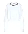 Dolce & Gabbana Cropped Jersey Sweatshirt With Logo Embroidery On Neck In White