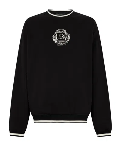 DOLCE & GABBANA LOGO-DETAIL RIBBED-KNIT SWEATER