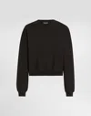 Dolce & Gabbana Cropped Oversized Long Sleeve Sweatshirt In Black