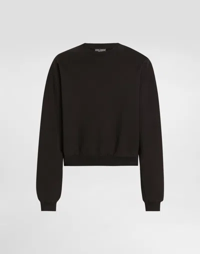 Dolce & Gabbana Cropped Long-sleeve Sweatshirt In Black