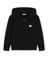 Dolce & Gabbana Logo-plaque Zip-up Cotton Hoodie In Black