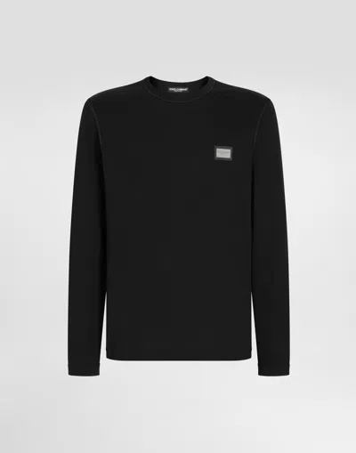 DOLCE & GABBANA LONG-SLEEVED T-SHIRT WITH LOGO TAG
