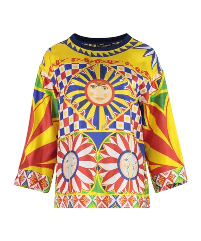Dolce & Gabbana Carretto Print Top In Yellow