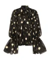 Dolce & Gabbana Silk Organza Lamé Polka Dot Blouse In Black