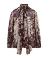 Dolce & Gabbana Silk Blouse With Floral Print In Brown